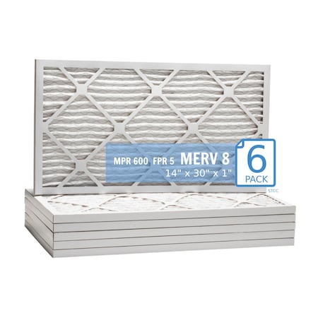 Purolator 14x30x1 Pleated Air Filter, MERV 8, 6 PK 14x30x1x1 HI (6 Pack)